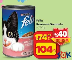 FELİX KONSERVE KEDİ MAMASI SOMONLU 400 G indirimli fiyat FELİX KONSERVE KEDİ MAMASI SOMONLU 400 G fiyat ve kampanya bilgisi